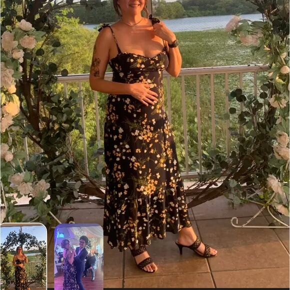 Reformation Blue Floral Midi Slip Dress SIZE 2 Cottage Sundress Corset $278 - Picture 7 of 13